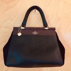 Coach x Selena Gomez Grace Ltd. Ed Cherry/Black Colorblock Leather Suede Satchel